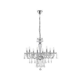 Nova Luce Venezia - lustre - Ø 70 x 130 cm - chrome et transparent