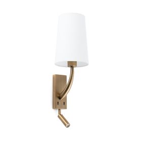 Faro Rem - applique murale avec interrupteur - 16,5 x 21 x 61 cm - 4W LED inclus - blanc et vieil or