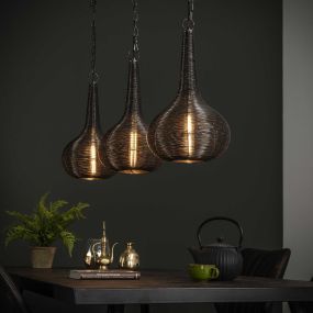 Vico Wire Cone - Lampe suspendue 3L - 115 x 26 x 150cm - argenté