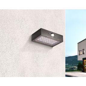Century Italia Domino MINI - Applique d'extérieur solaire avec capteur - 9 x 3,5 x 13,7 cm - 3W LED inclus - IP65 - noir