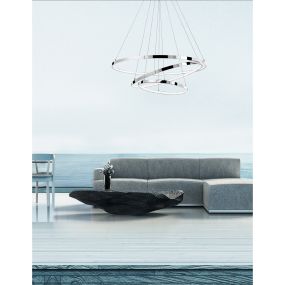 Nova Luce Aria - lampe suspendue - Ø 80 x 120 cm - 145W LED inclus - chrome