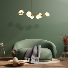 Searchlight Pebble - lampe suspendue - 100 x 120 cm - or et opale