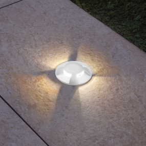Century Italia Argo - spot au sol avec 4 fenêtres - Ø5,8 x 6,5 cm - 0,75W LED inclus - 3000K - IP67 - blanc