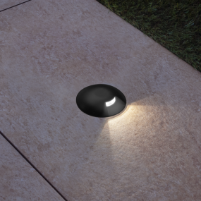 Century Italia Argo - spot au sol avec 1 fenêtre - Ø5,8 x 6,5 cm - 0,75W LED inclus - 3000K - IP67 - noir