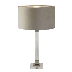 Searchlight Scarborough - lampe à poser - Ø 38 x 67 cm - nickel satiné, argent et taupe