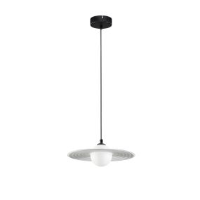Nova Luce Reflet - lampe suspendue - Ø 30 x 220 cm - noir sablé et blanc