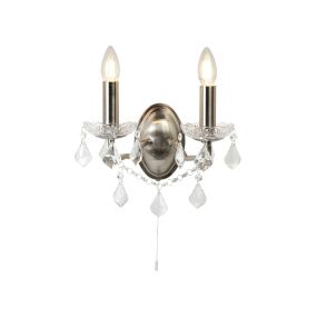 Searchlight Paris - applique murale avec interrupteur à tirette - 32 x 27 cm - argent satiné