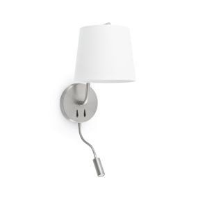 Faro Berni - applique murale avec interrupteur - 20 x 29 x 57 cm - 3W LED inclus - nickel satiné