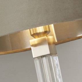Searchlight Scarborough - lampe à poser - Ø 38 x 67 cm - nickel satiné, argent et taupe