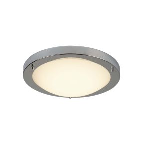 Searchlight LED Flush - plafonnier de salle de bains - Ø 31 x 8 cm - 12W LED inclus - IP44 - argent satiné et blanc