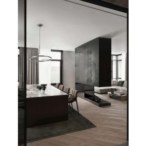 Nova Luce Tilia - lampe suspendue - Ø 60 x 250 cm - 31W dimmable LED inclus - nickel brumeux