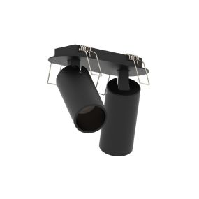 VK Lighting Coko - spot encastrable avec rosace encastrée - 12,5 x 3,5 x 7,3 cm - Ø 60 mm taille de montage, 100 x 35 mm taille d'encastrement - 2 x 6W LED incl. - noir