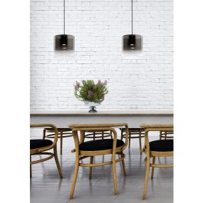 Lucide Owino - lampe suspendue - 100 x 20 x 150 cm - 2 x 5W LED dimmable inclus - fumé
