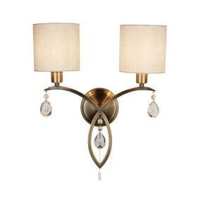 Searchlight Alberto - applique murale avec interrupteur à tirette - 37 x 42 cm - laiton antique