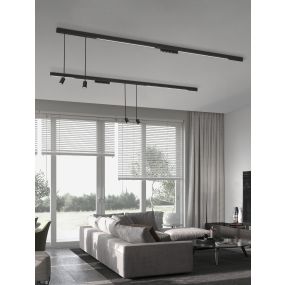 Nova Luce Ultra Slim - lampe suspendue sur rail - Ø 4,5 cm x 60 cm - 5W LED inclus - noir