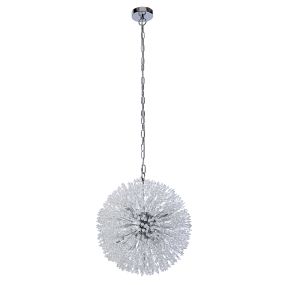 Searchlight Sunburst - lampe suspendue - Ø 40 x 150 cm - chrome et transparent