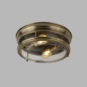 Searchlight Edinburgh - plafonnier - Ø 35 x 14,5 cm - IP44 - laiton antique