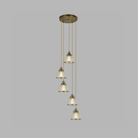 Searchlight Bistro II - lampe suspendue - Ø 38 x 150 cm - laiton antique