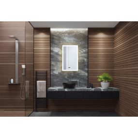Searchlight - miroir lumineux avec éclairage et horloge digitale - 60 x 90 cm - 49W LED dimmable inclus - IP44 - blanc
