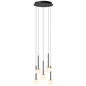 Lucide Calina - lampe suspendue - Ø 42 x 169,3 cm - 5 x 8,2W LED dimmable inclus - noir