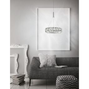 Nova Luce Corona - lampe suspendue - Ø 27 x 100 cm - 12W LED inclus - chrome