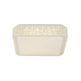 Searchlight Flush - plafonnier - 28 x 28 x 8,5 cm - 18W LED dimmable inclus - blanc et transparent