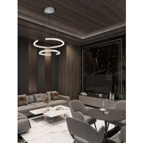 Nova Luce Elmo - lampe suspendue - Ø 63 x 120 cm - 70W dimmable LED inclus - acier inoxydable chromé