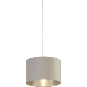 Searchlight Drum Shade - abat-jour - Ø 28 x 18 cm - gris clair et argent brossé