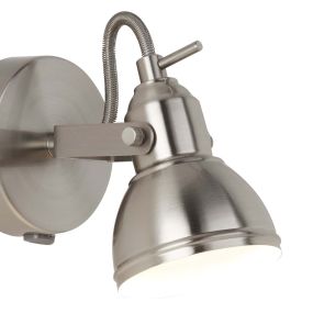 Searchlight Focus - spot mural avec interrupteur - 9 x 13 cm - argent satiné