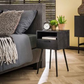 Vico Marina - table de chevet - 35 x 35 x 60 cm - bois de manguier noir