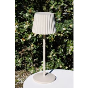 Lucide Justine - lampe de table d'extérieur sans fil avec station de charge - Ø 13,5 x 38 cm - 2W LED dimmable inclus - IP54 - beige