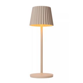 Lucide Justine - lampe de table d'extérieur sans fil avec station de charge - Ø 13,5 x 38 cm - 2W LED dimmable inclus - IP54 - beige