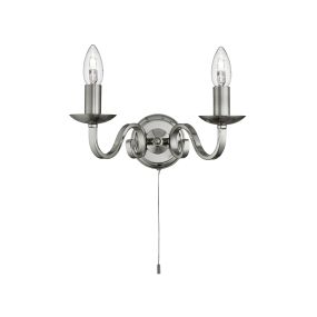 Searchlight Richmond - applique murale avec interrupteur à tirette - 30 x 16 cm - argent satiné