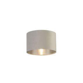 Searchlight Drum Shade - abat-jour - Ø 28 x 18 cm - gris clair et argent brossé