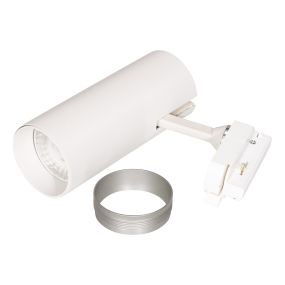 Projectlight Gemini - spot sur rail - 6,5 x 12 x 18 cm - 13W LED dimmable inclus - blanc et argenté