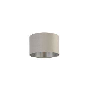 Searchlight Drum Shade - abat-jour - Ø 28 x 18 cm - gris clair et argent brossé