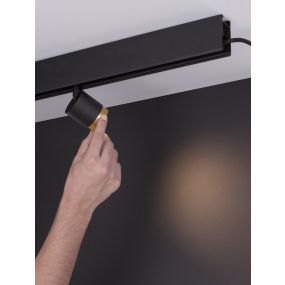 Nova Luce Ultra Slim - spot sur rail - faisceau réglable de 15 à 36 degrés - Ø 4,5 cm - 5W DALI dimmable LED inclus - noir et or