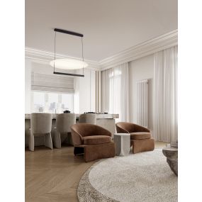 Nova Luce Diona - lampe suspendue - Ø 80 x 160 cm - 55W dimmable LED incl. - noir sablé et blanc
