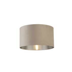 Searchlight Drum Shade - abat-jour - Ø 45 x 26 cm - taupe et argent brossé