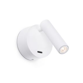 Faro Boc - applique murale avec interrupteur - 8,5 x 11 x 17 cm - 3W LED inclus - blanc mat