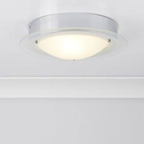 Searchlight Bathroom Flush - plafonnier de salle de bains - Ø 30 x 10 cm - IP44 - chrome