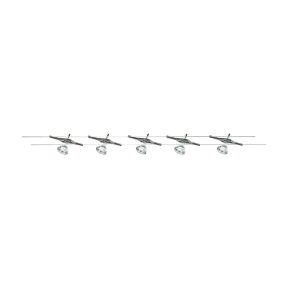 Searchlight Track & Spot - Jeu de câbles LED - 500 cm - 5 x 5W LED inclus - chrome