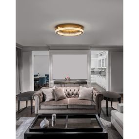 Nova Luce Fiore - plafonnier - Ø 60 x 12 cm - 60W LED dimmable inclus - laiton antique doré