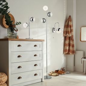 Searchlight Marbles - lampadaire - Ø 25 x 152 cm - 5W LED inclus - chrome