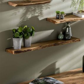 Vico Natural Edge - étagère murale - 120 x 20 x 4 cm - bois d'acacia