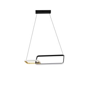 Nova Luce Imar - lampe suspendue - 54 x 150 x 30 cm - 36W dimmable LED inclus - noir sablé et or