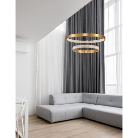 Nova Luce Preston - lampe suspendue - Ø 60 x 120 cm - 60W dimmable LED inclus - antique gold brass
