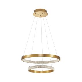 Nova Luce Preston - lampe suspendue - Ø 60 x 120 cm - 60W dimmable LED inclus - antique gold brass