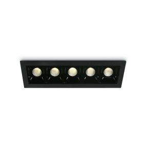 ONE Light Shop Square Boxes - spot encastré - 146 x 45 mm, 137 x 36 mm taille d'encastrement - 5 x 2W LED dimmable inclus - noir