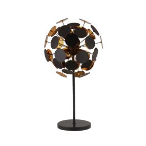 Searchlight Discus - lampe à poser - Ø 48 x 65 cm - noir et or